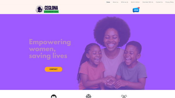 Screenshot of the Ceglona Foundation website