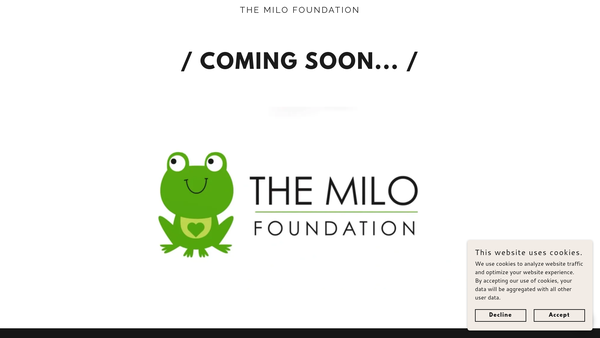 Screenshot of the The Milo Foundation website