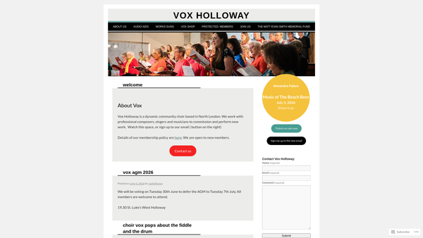 Screenshot of the Vox Holloway website
