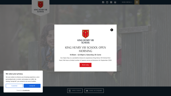 Screenshot of the King Henry Viii School (Coventry) Trust website