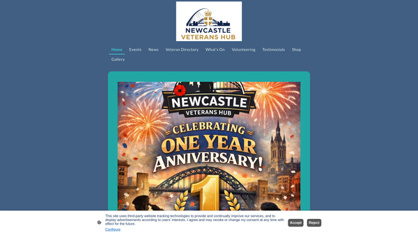 Screenshot of the Newcastle Veterans Hub website