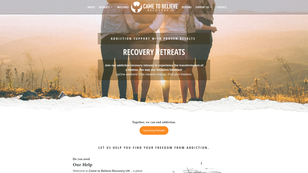 Screenshot of the Came To Believe Recovery UK website