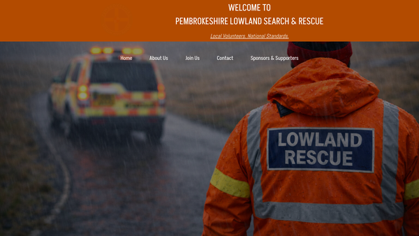 Screenshot of the Pembrokeshire Lowland Search And Rescue Team website