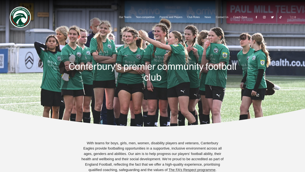 Screenshot of the Canterbury Eagles Football Club website