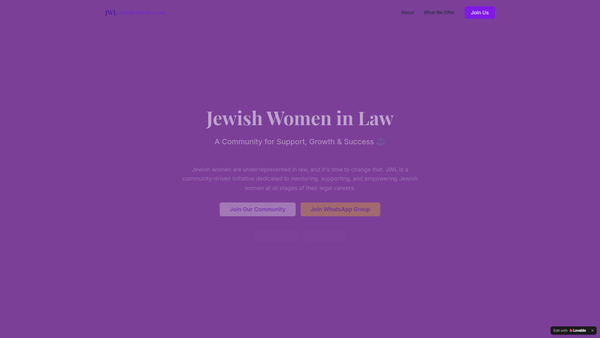 Screenshot of the Jewish Women In Law (Jwl) website