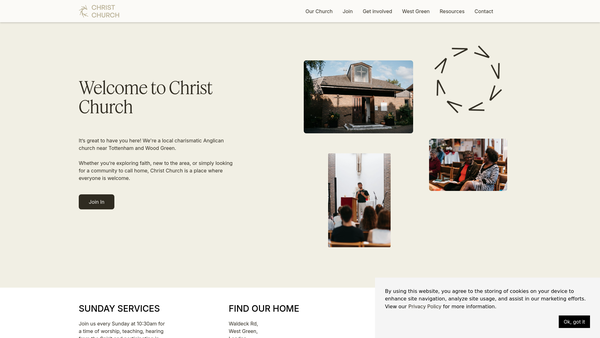 Screenshot of the The Parochial Church Council Of The Ecclesiastical Parish Of Christ Church West Green With St. Peter website