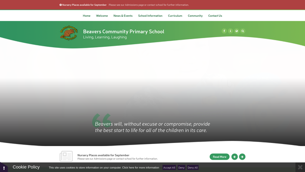 Screenshot of the Beavers Community Primary School P.T.A website