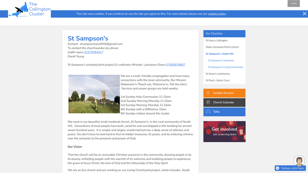 Screenshot of the The Parochial Church Council Of The Ecclesiastical Parish Of South Hill, In The Diocese Of Truro website