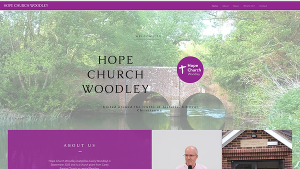 Screenshot of the Hope Church Woodley website