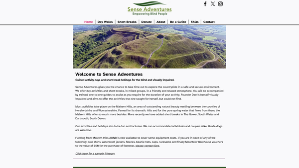 Screenshot of the Sense Adventures CIO website
