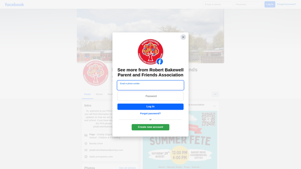 Screenshot of the Robert Bakewell Pfa website