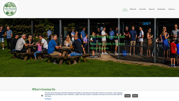 Screenshot of the Priors Marston And Priors Hardwick Sports And Recreation Club website
