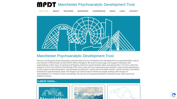 Screenshot of the Manchester Psychoanalytic Development Trust (Mpdt) website