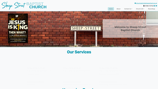Screenshot of the Sheep Street Baptist Church website