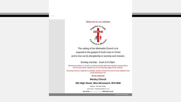 Screenshot of the Wesley Methodist Church, West Bromwich website