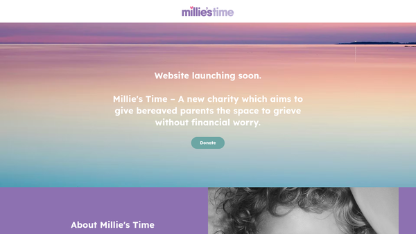 Screenshot of the Millie's Time website