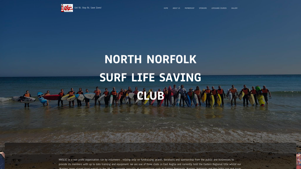 Screenshot of the North Norfolk Surf Lifesaving Club website