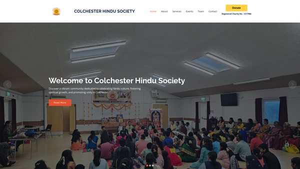 Screenshot of the Colchester Hindu Society website