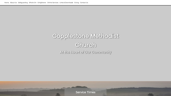 Screenshot of the Copplestone Methodist Church website