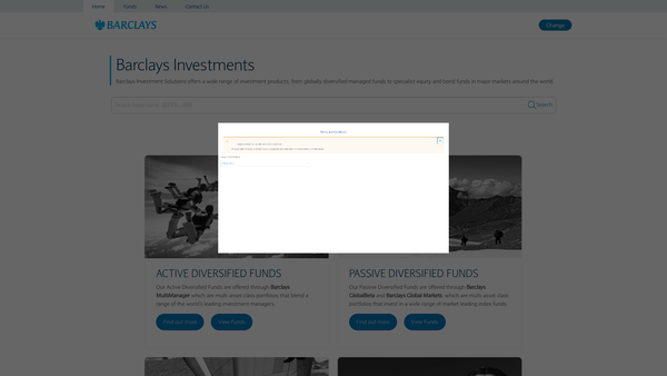 Screenshot of the Barclays Investment Funds For Charities website