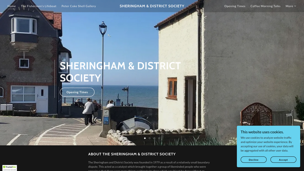 Screenshot of the Sheringham And District Society CIO website