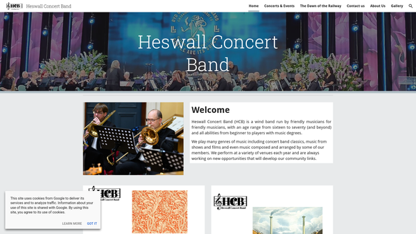 Screenshot of the Heswall Concert Band website