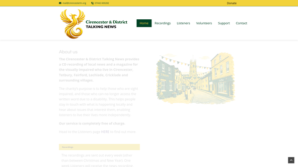 Screenshot of the Cirencester And District Talking News website