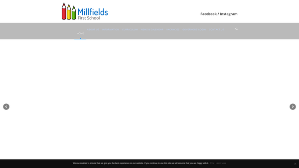 Screenshot of the Millfields First School Psa website