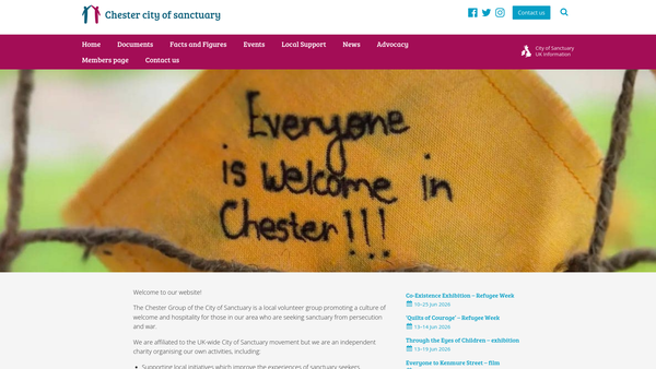 Screenshot of the Chester City Of Sanctuary Group website