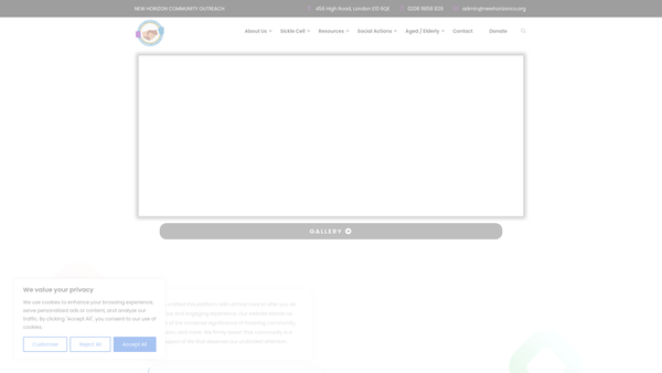 Screenshot of the New Horizon Community Outreach Ltd website