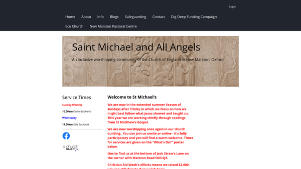 Screenshot of the The Parochial Church Council Of The Ecclesiastical Parish Of St Michael And All Angels New Marston Oxford website