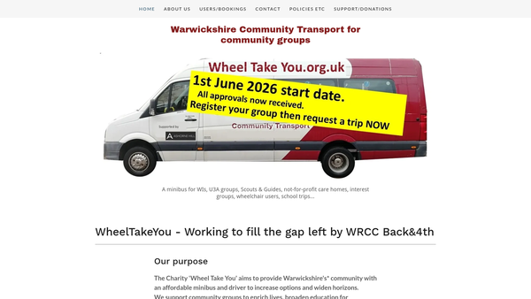 Screenshot of the Wheel Take You website