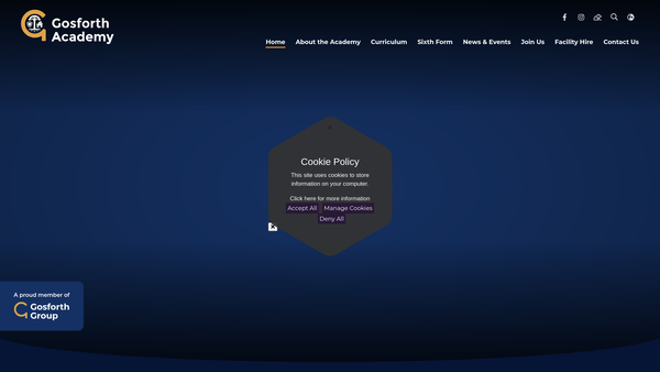 Screenshot of the Gosforth Academy Parents, Teachers And Friends Association website
