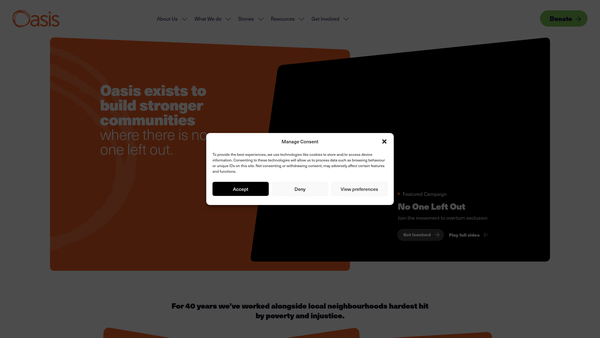 Screenshot of the Oasis Community Hub: Woodview website