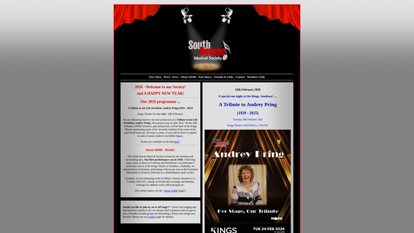 Screenshot of the South Downe Musical Society website