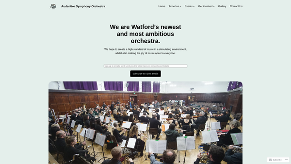 Screenshot of the Audentior Symphony Orchestra website