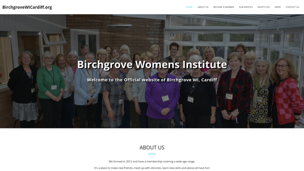 Screenshot of the Birchgrove Womens Institute website