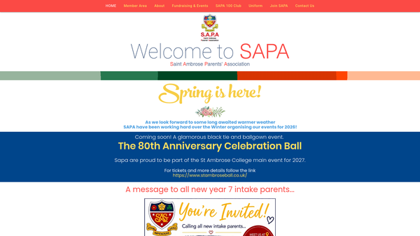 Screenshot of the St Ambrose Parents Association website