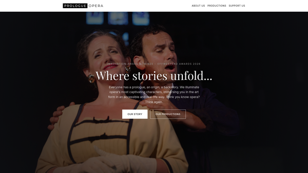 Screenshot of the Prologue Opera website