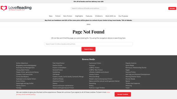 Screenshot of the The Lovereading Foundation website