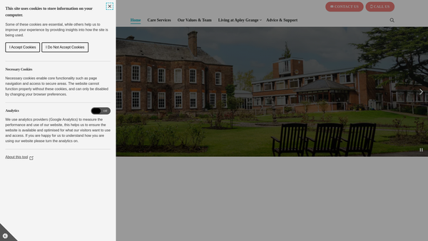 Screenshot of the Apley Grange CIO website