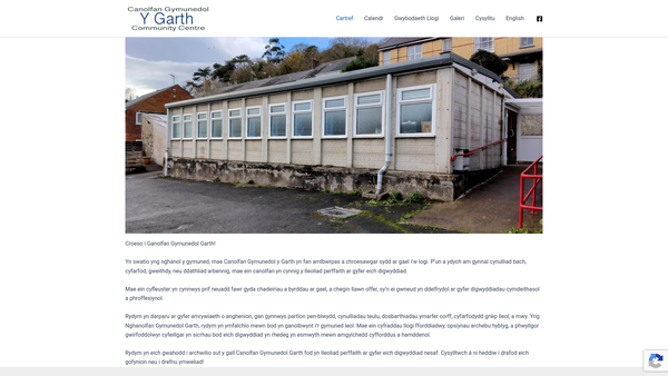 Screenshot of the Garth Community Centre website