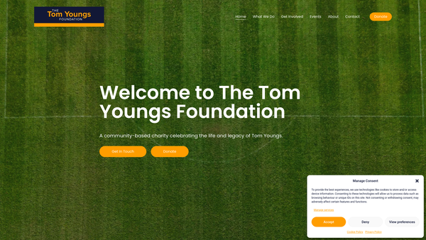 Screenshot of the The Tom Youngs Foundation website