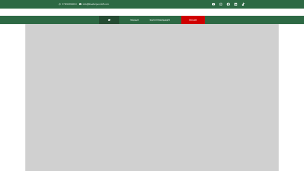 Screenshot of the Love Hope Relief website