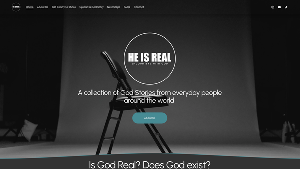 Screenshot of the He Is Real Today website