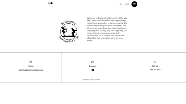 Screenshot of the Bradworthy Gymnastics Club Ltd website