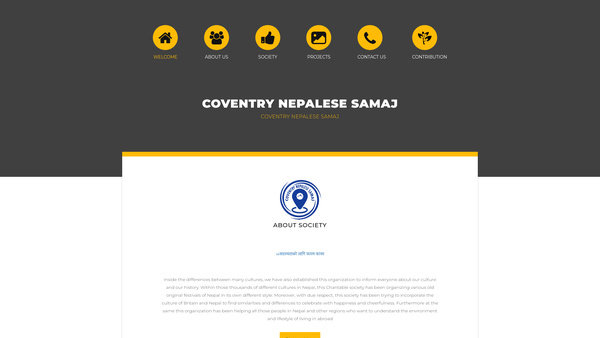 Screenshot of the Coventry Nepalese Samaj Ltd website