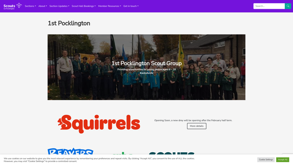 Screenshot of the 1st Pocklington Scout Group website