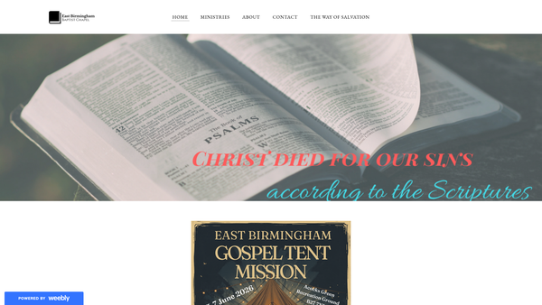 Screenshot of the East Birmingham Baptist Chapel website