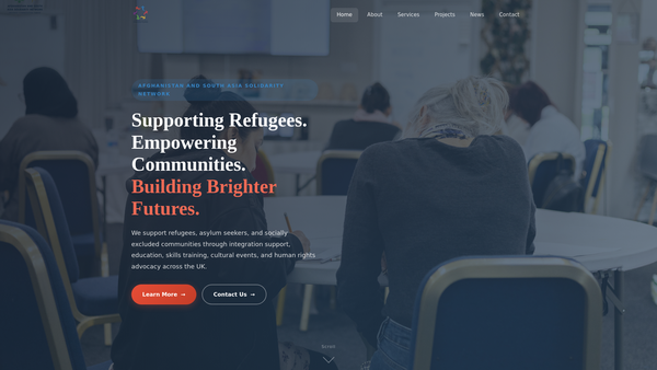 Screenshot of the Afghanistan And South Asia Solidarity Network website